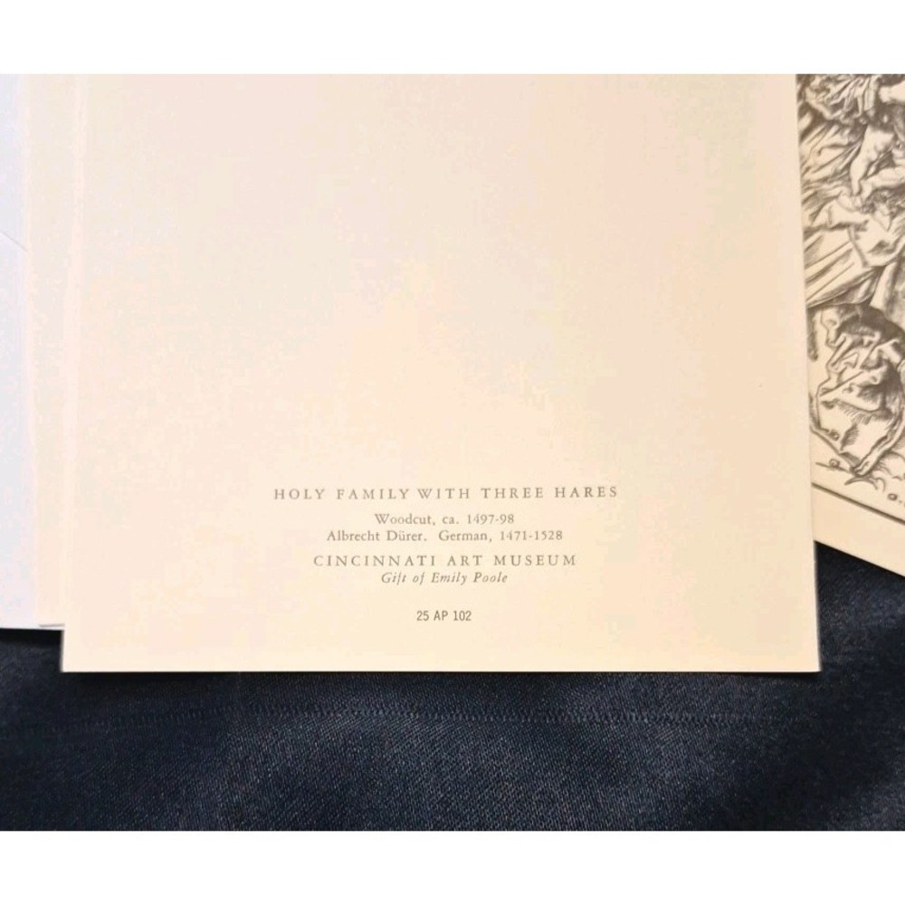 Vintage Durer Holy Family w Three Hares Cincinnati Museum of Art Greeting Cards - Picture 3 of 4